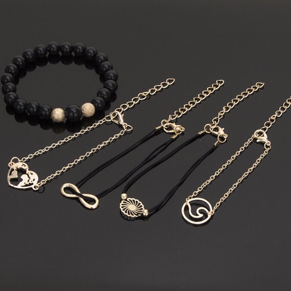 'In Bloom' 5-piece Gold Tone Earthy Bracelet Set - Picture 3 of 4